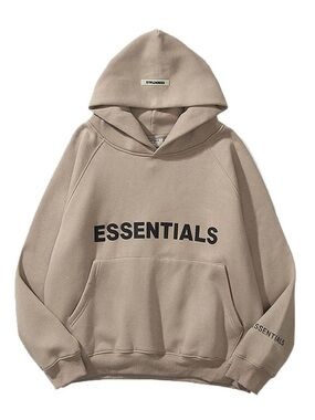 Essentials Taupe Hoodie with Black Logo